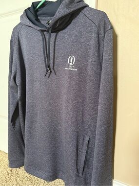 FootJoy Heathered Navy Blue Pullover Hoodie Royal Portrush 153 Open Championship